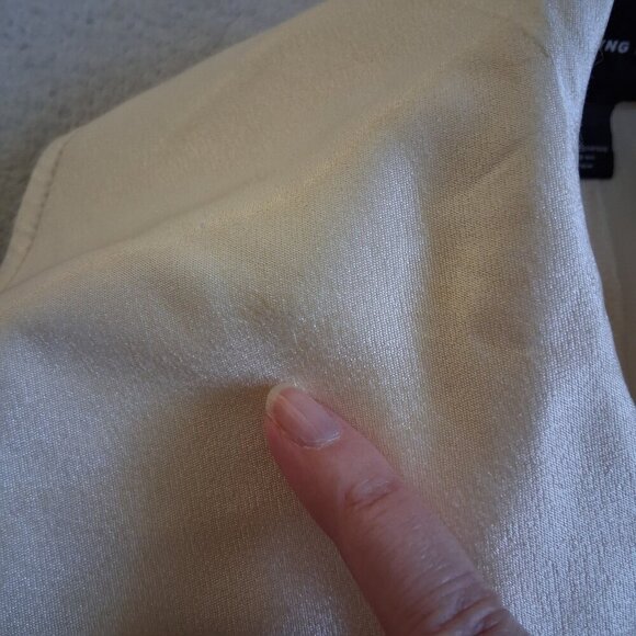 Something Navy NWT Women's S Ivory Grand Lapel Satin Long Trench Coat *FLAWS* - Picture 14 of 16